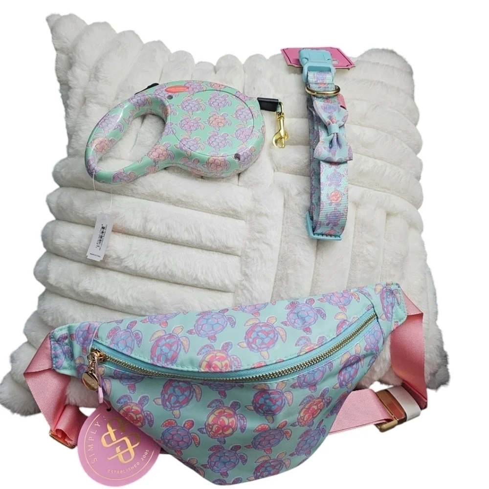 Simply Southern Green Turtle 3 Piece Bundle:Fanny Pack, Leash & Collar! - Picture 2 of 12